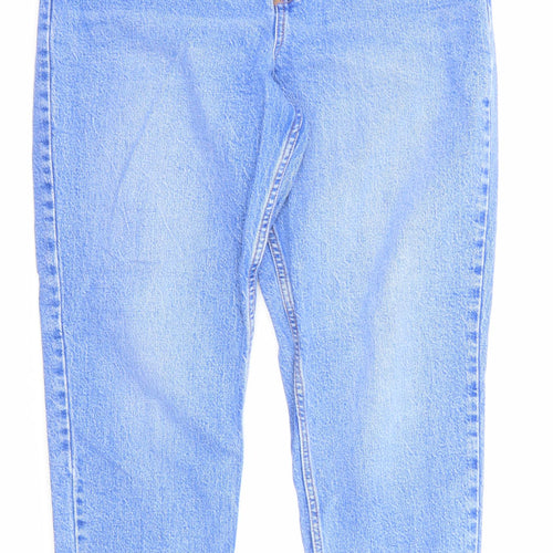 New Look Womens Blue Cotton Straight Jeans Size 14 L27 in Regular Zip - Pockets