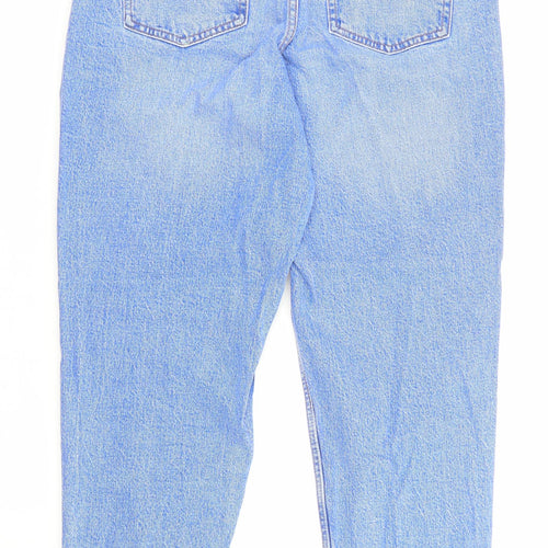 New Look Womens Blue Cotton Straight Jeans Size 14 L27 in Regular Zip - Pockets