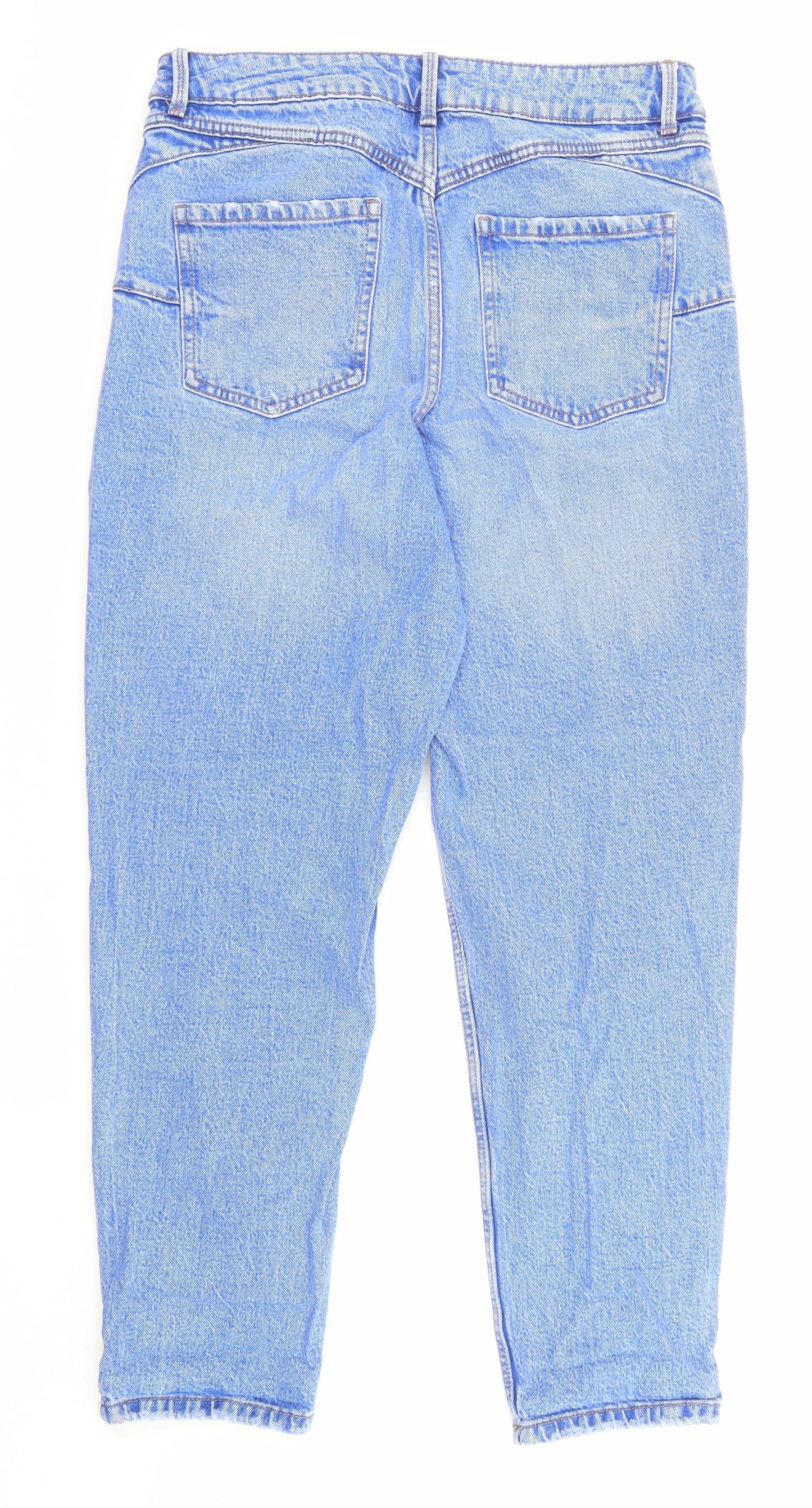 New Look Womens Blue Cotton Straight Jeans Size 14 L27 in Regular Zip - Pockets