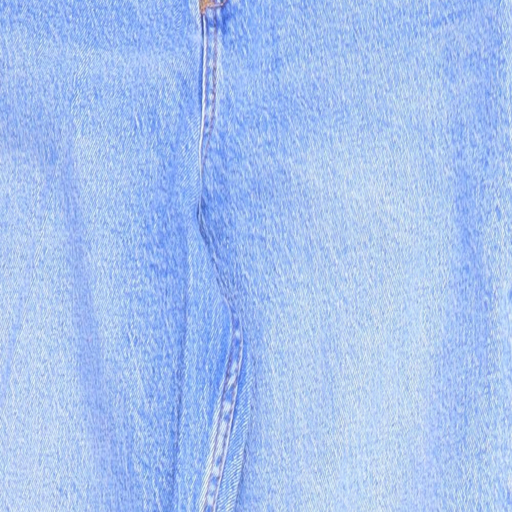 New Look Womens Blue Cotton Straight Jeans Size 14 L27 in Regular Zip - Pockets