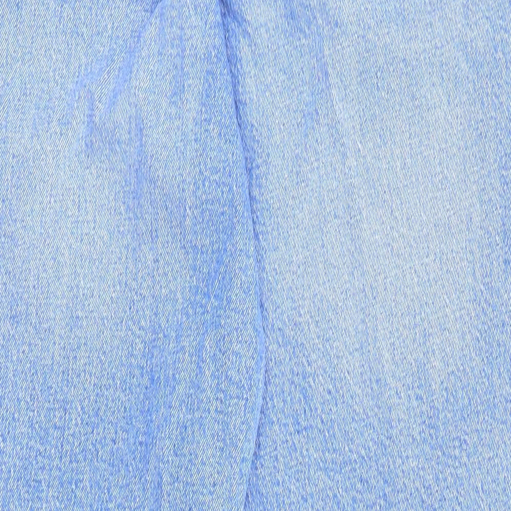 New Look Womens Blue Cotton Straight Jeans Size 14 L27 in Regular Zip - Pockets