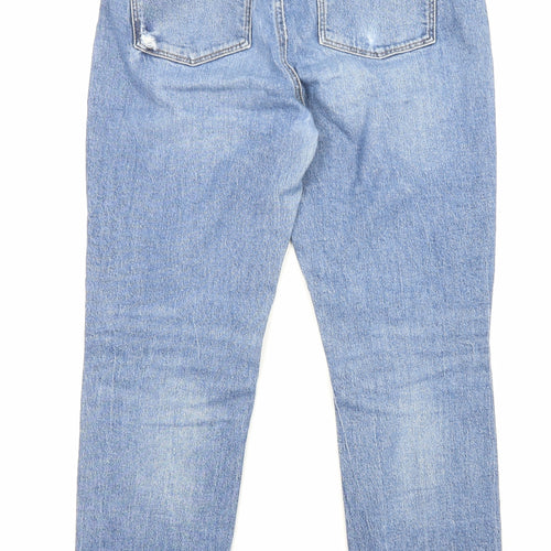 Denim & Co. Womens Blue Cotton Straight Jeans Size 12 L26 in Regular Zip - Pockets