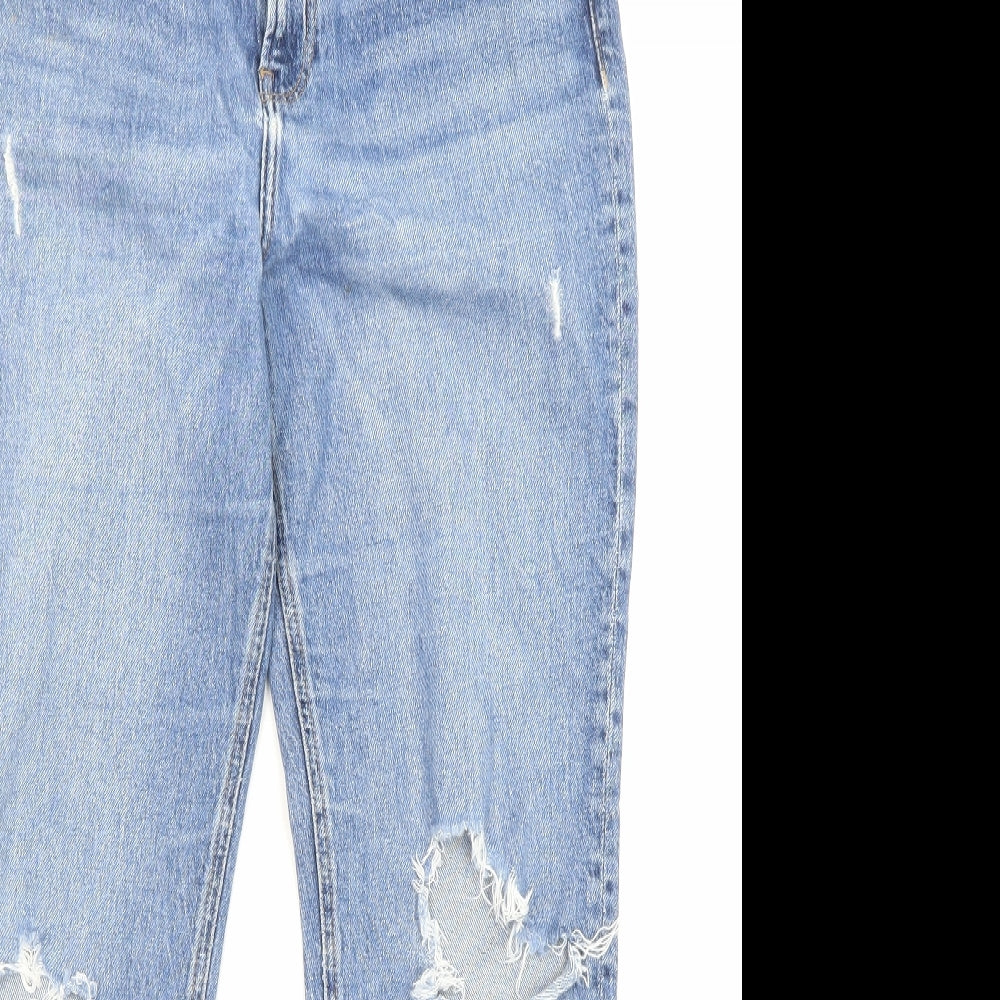 Denim & Co. Womens Blue Cotton Straight Jeans Size 12 L26 in Regular Zip - Pockets