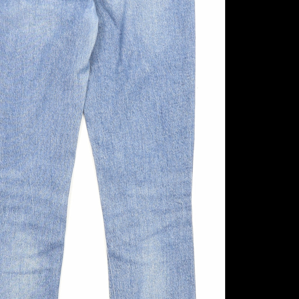 Denim & Co. Womens Blue Cotton Straight Jeans Size 12 L26 in Regular Zip - Pockets