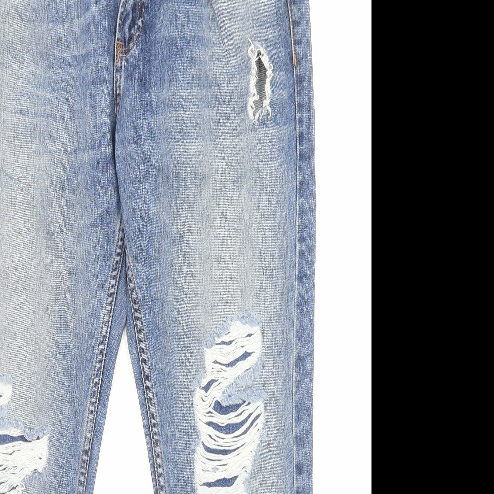 Denim & Co. Womens Blue Cotton Straight Jeans Size 12 L28 in Regular Zip - Pockets