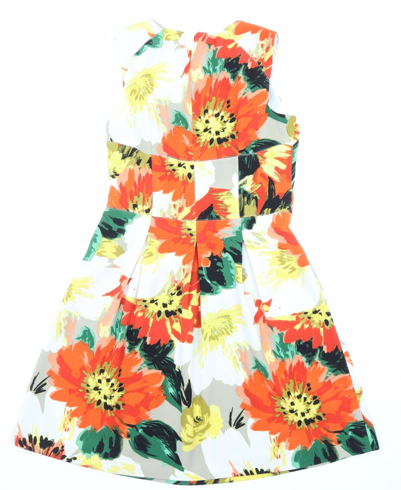NEXT Womens Multicoloured Floral Polyester A-Line Size 12 Scoop Neck Zip