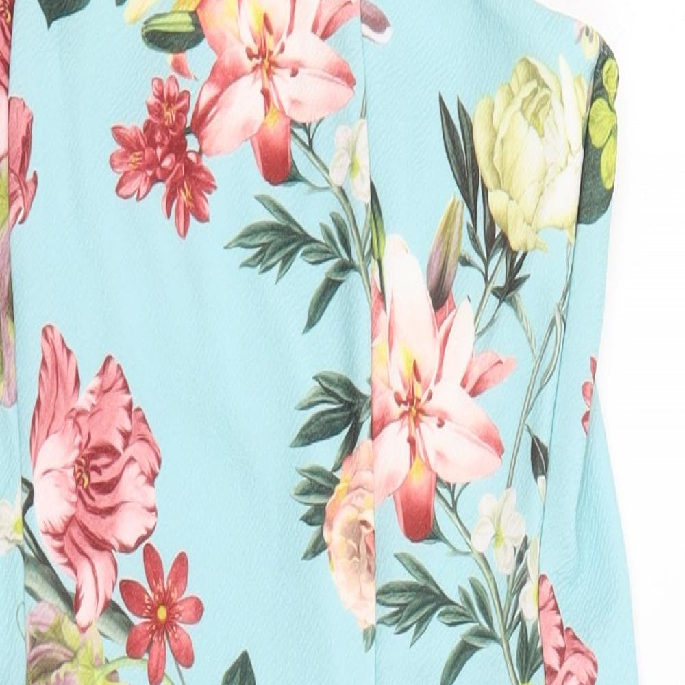 Select Womens Blue Floral Polyester Maxi Size 12 Square Neck Pullover