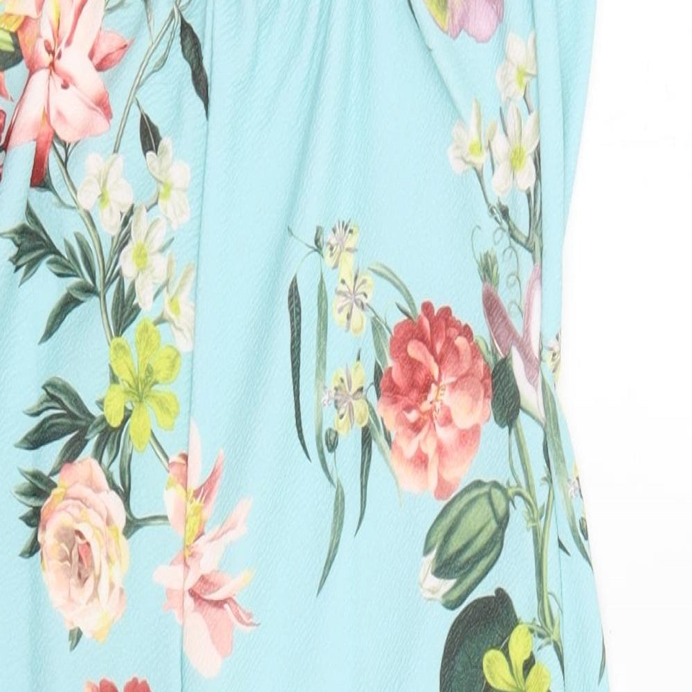 Select Womens Blue Floral Polyester Maxi Size 12 Square Neck Pullover