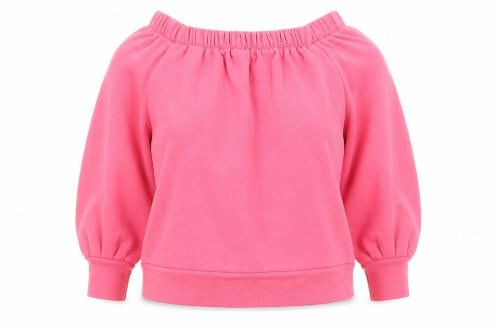 Front view of Very women’s pink cotton pullover sweatshirt, size UK 12, pullover