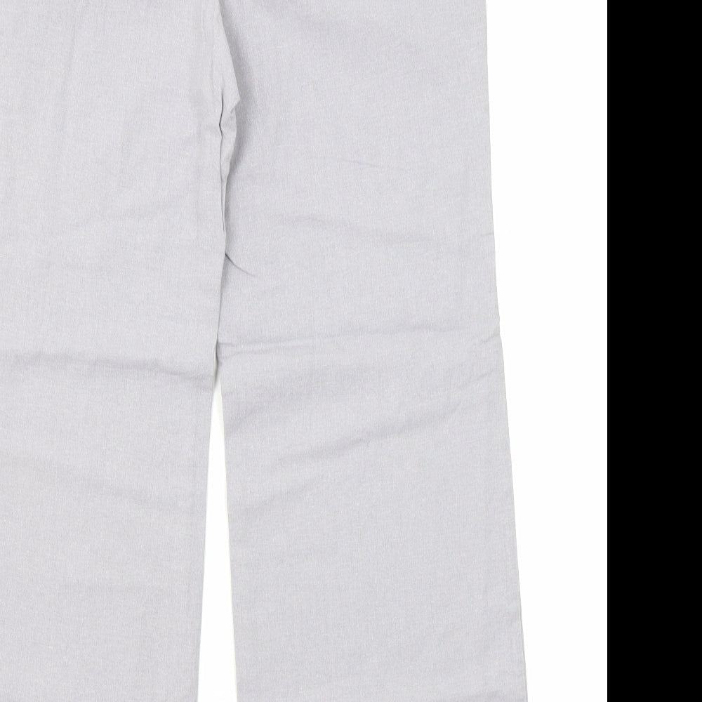 EWM Womens Grey Linen Trousers Size 14 L27 in Regular Zip - Pockets, Button closure