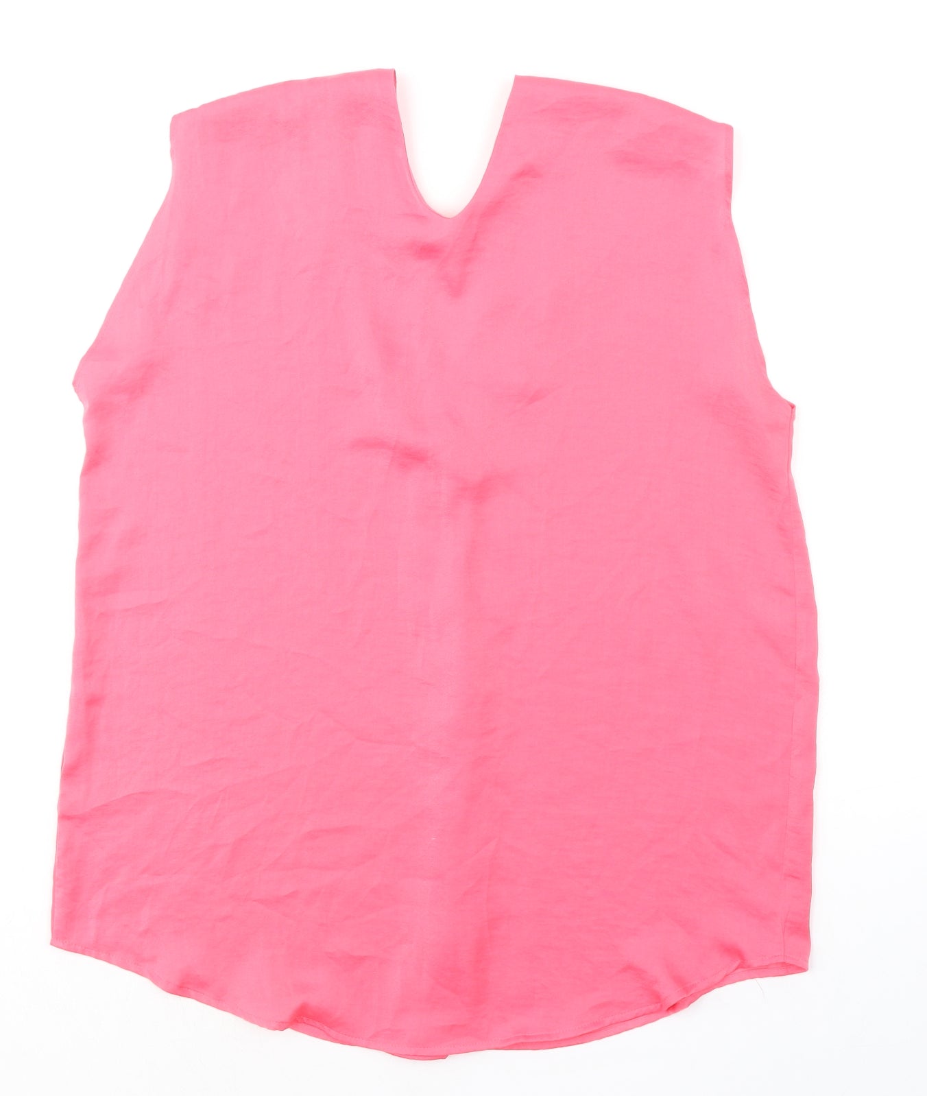 Marks and Spencer Womens Pink Polyester Basic Blouse Size 10 V-Neck