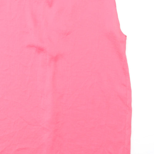 Marks and Spencer Womens Pink Polyester Basic Blouse Size 10 V-Neck