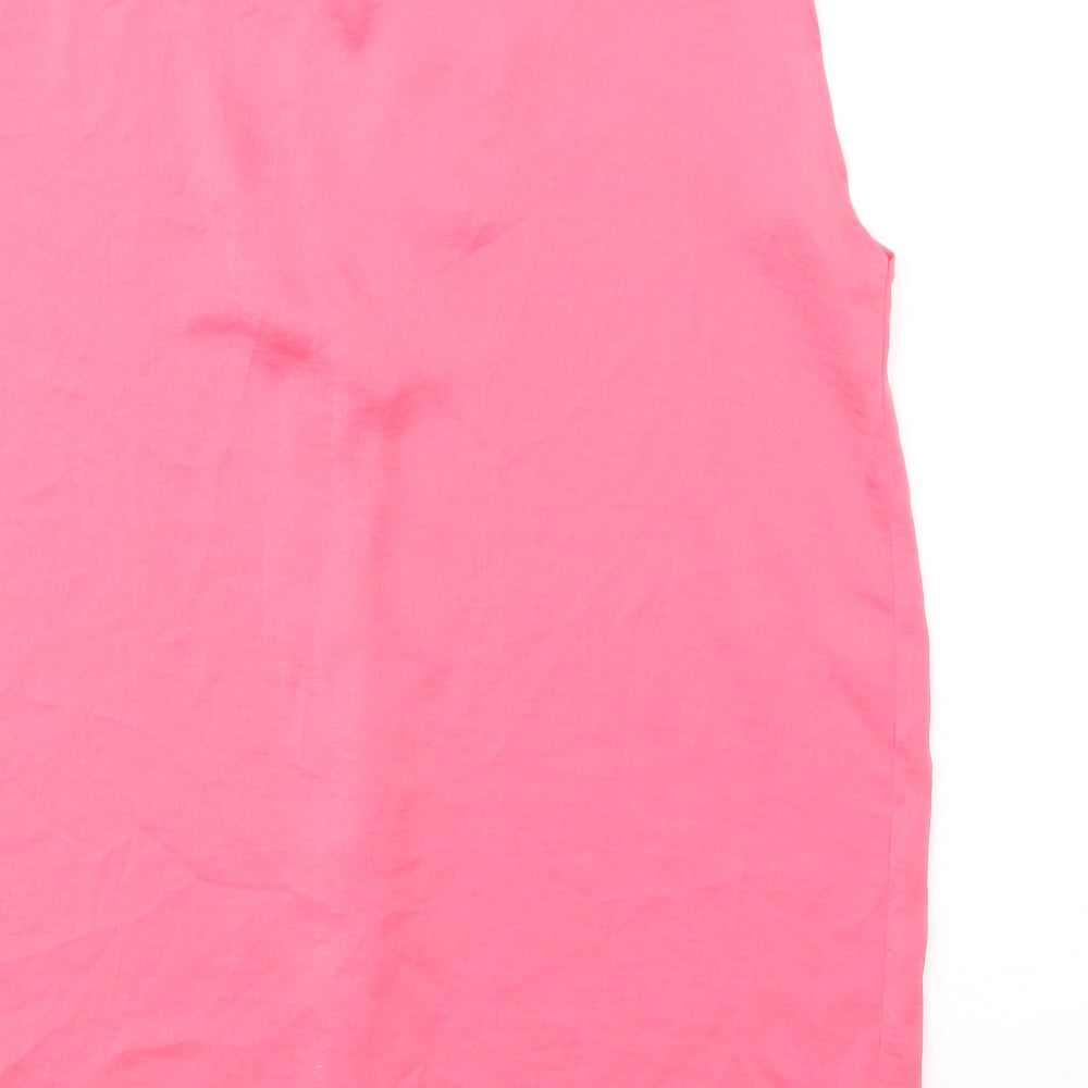Marks and Spencer Womens Pink Polyester Basic Blouse Size 10 V-Neck