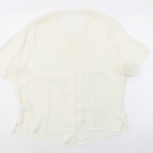 Marks and Spencer Womens Ivory Polyester Basic Button-Up Size 18 Round Neck
