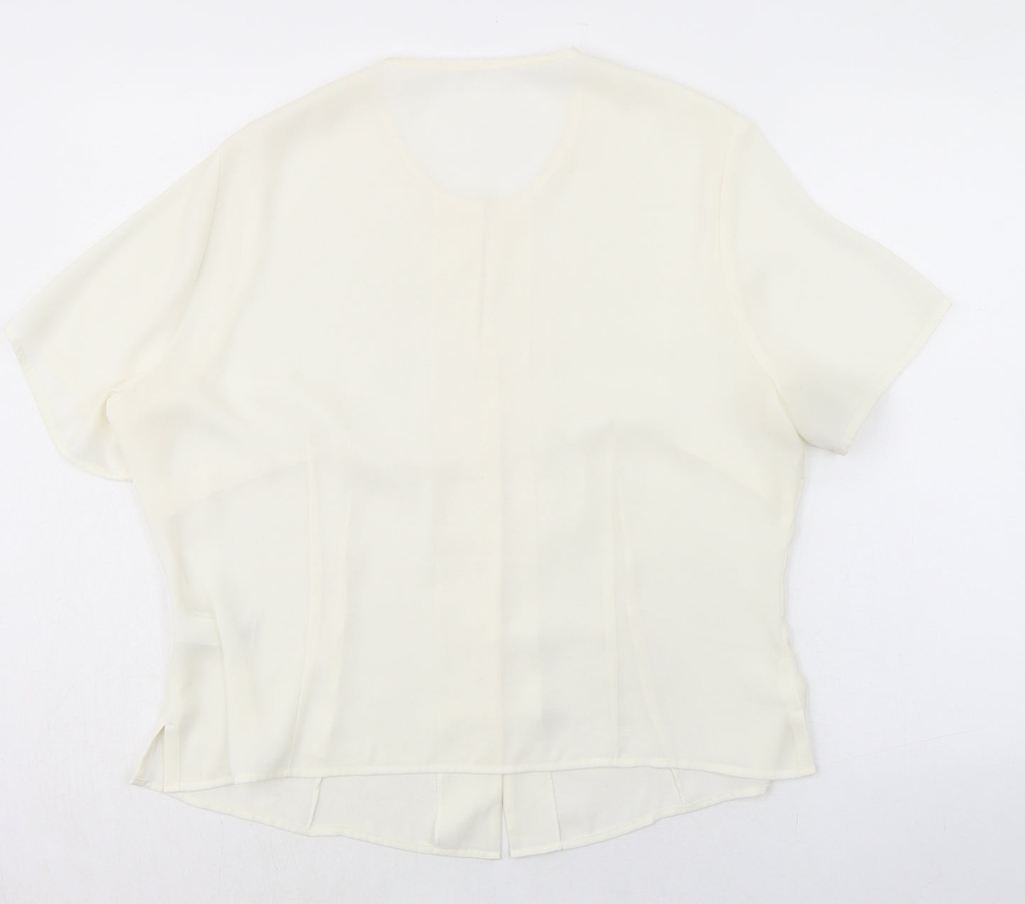 Marks and Spencer Womens Ivory Polyester Basic Button-Up Size 18 Round Neck