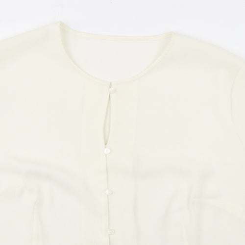 Marks and Spencer Womens Ivory Polyester Basic Button-Up Size 18 Round Neck