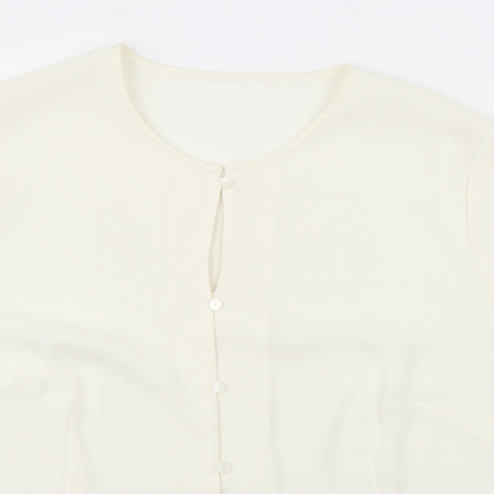 Marks and Spencer Womens Ivory Polyester Basic Button-Up Size 18 Round Neck