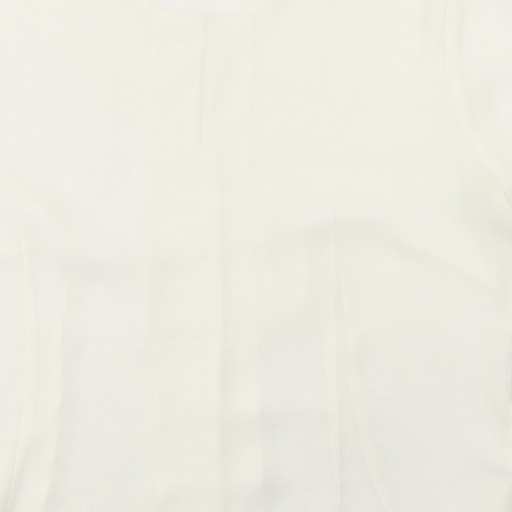 Marks and Spencer Womens Ivory Polyester Basic Button-Up Size 18 Round Neck