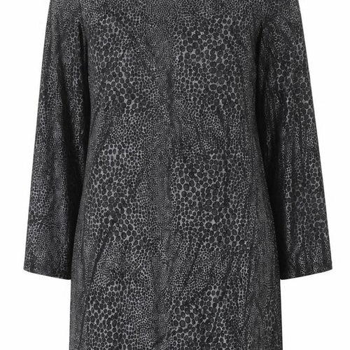 Dorothy Perkins Womens Black Animal Print Polyester Shift Size 14 Boat Neck Pullover - Flute Sleeves