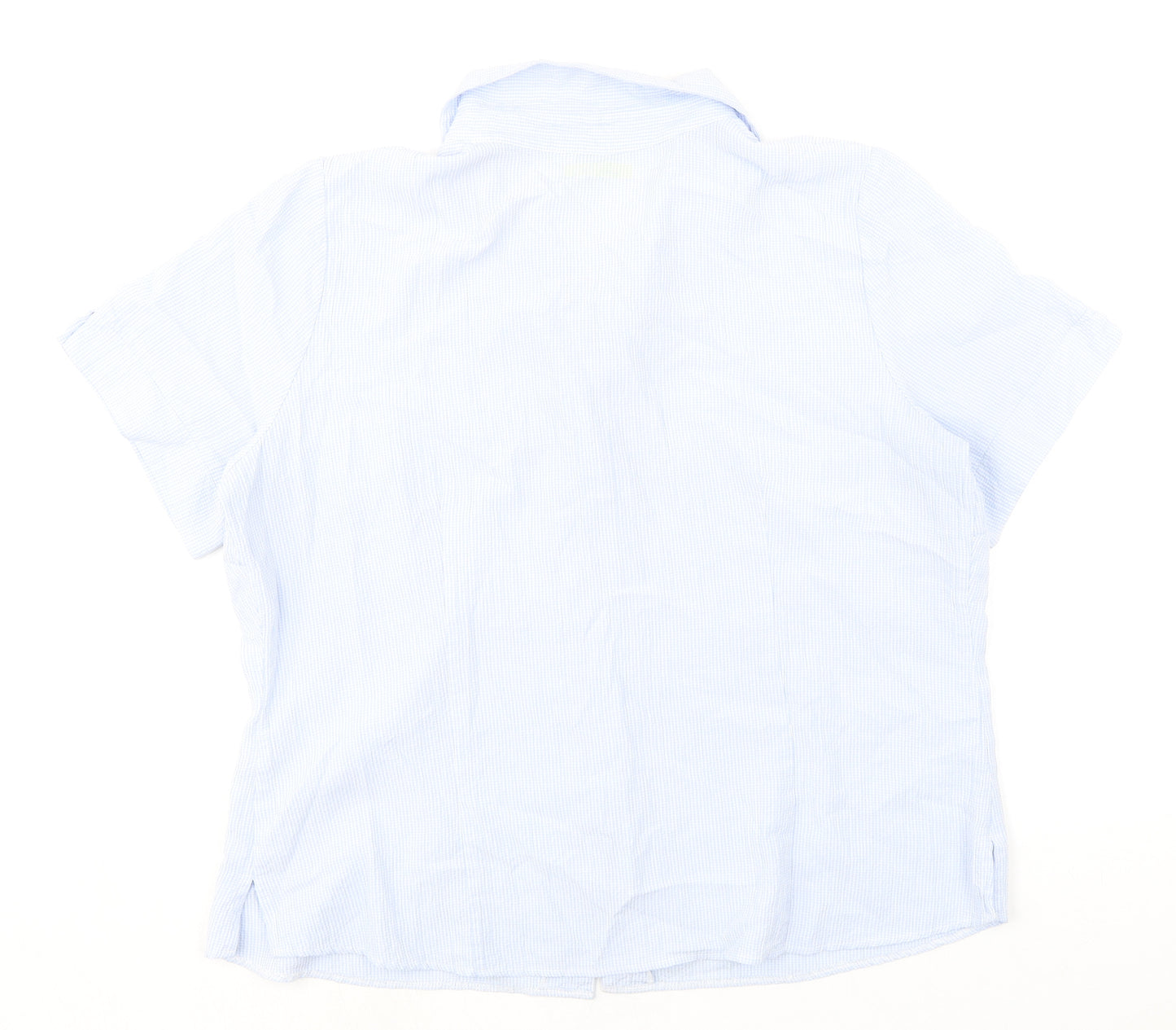 Marks and Spencer Womens Blue Check Viscose Basic Button-Up Size 18 Collared