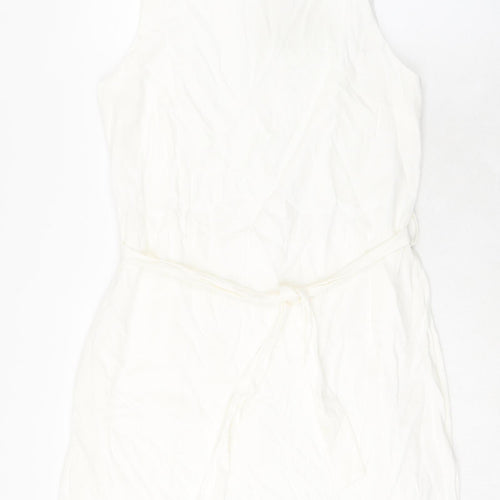 Disdress Womens Ivory Polyester Shift Size 14 Collared Zip - Belted