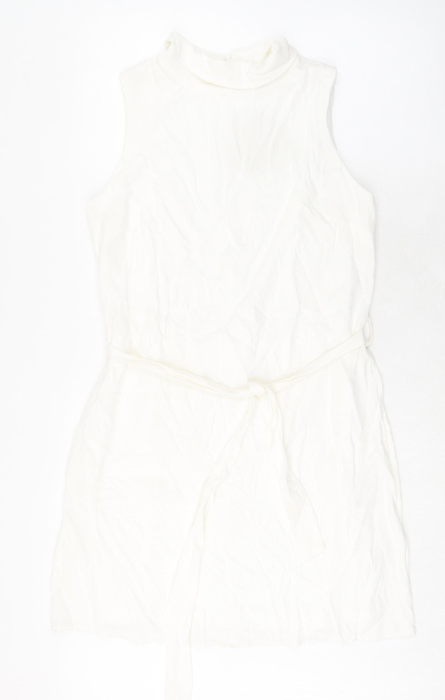 Disdress Womens Ivory Polyester Shift Size 14 Collared Zip - Belted