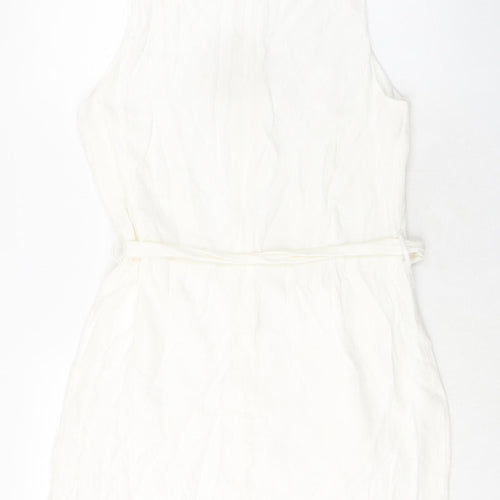 Disdress Womens Ivory Polyester Shift Size 14 Collared Zip - Belted