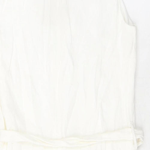 Disdress Womens Ivory Polyester Shift Size 14 Collared Zip - Belted