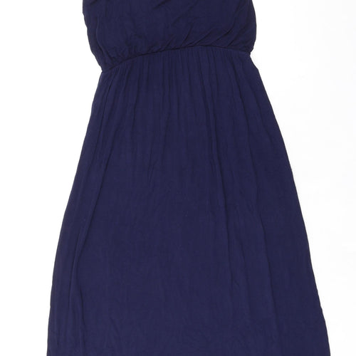 Voulez-Vous Womens Blue Viscose Maxi Size M Scoop Neck Pullover - Elasticated Waist