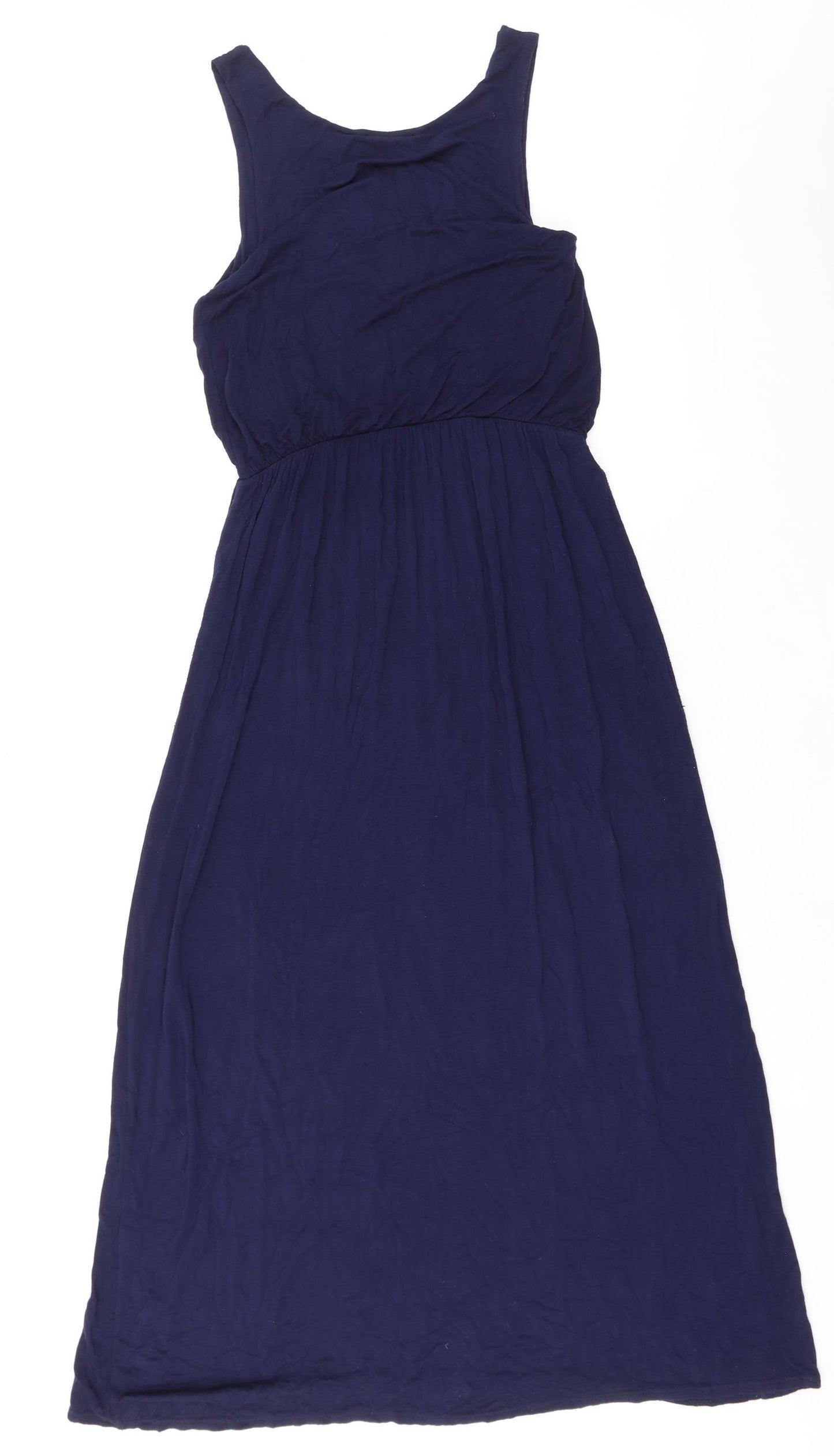 Voulez-Vous Womens Blue Viscose Maxi Size M Scoop Neck Pullover - Elasticated Waist