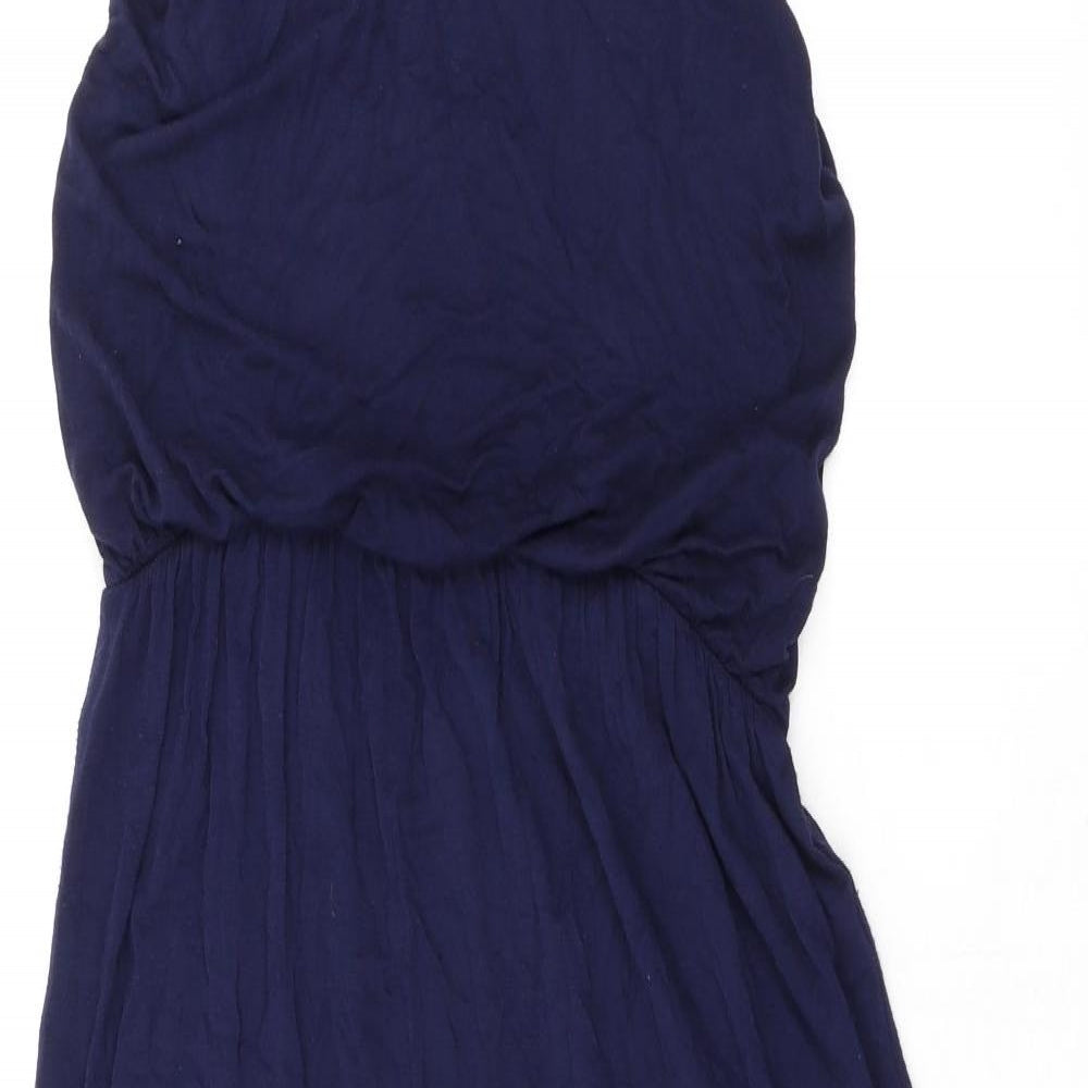 Voulez-Vous Womens Blue Viscose Maxi Size M Scoop Neck Pullover - Elasticated Waist