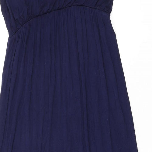 Voulez-Vous Womens Blue Viscose Maxi Size M Scoop Neck Pullover - Elasticated Waist