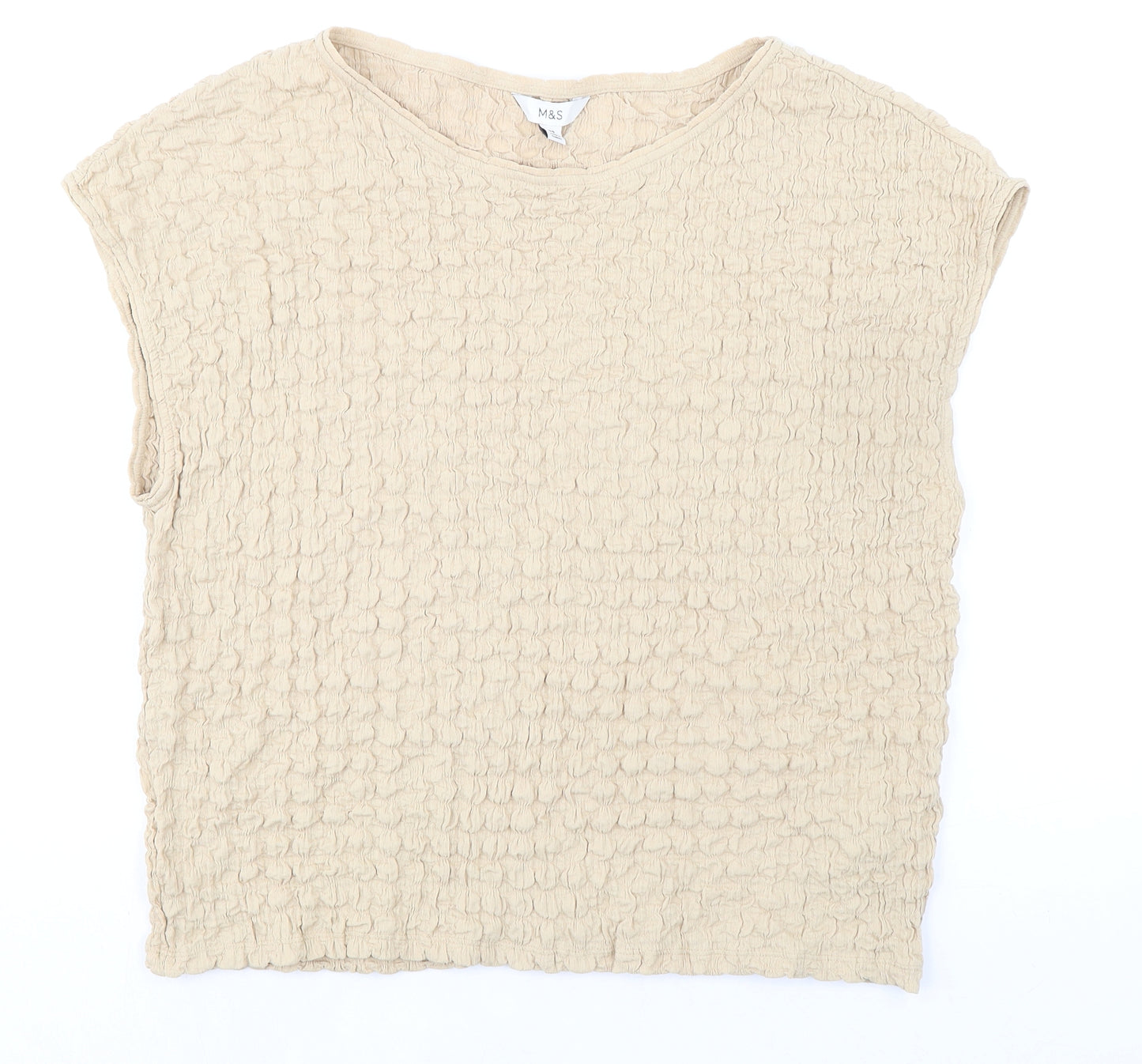 Marks and Spencer Womens Beige Polyester Basic Blouse Size 20 Boat Neck - Textured