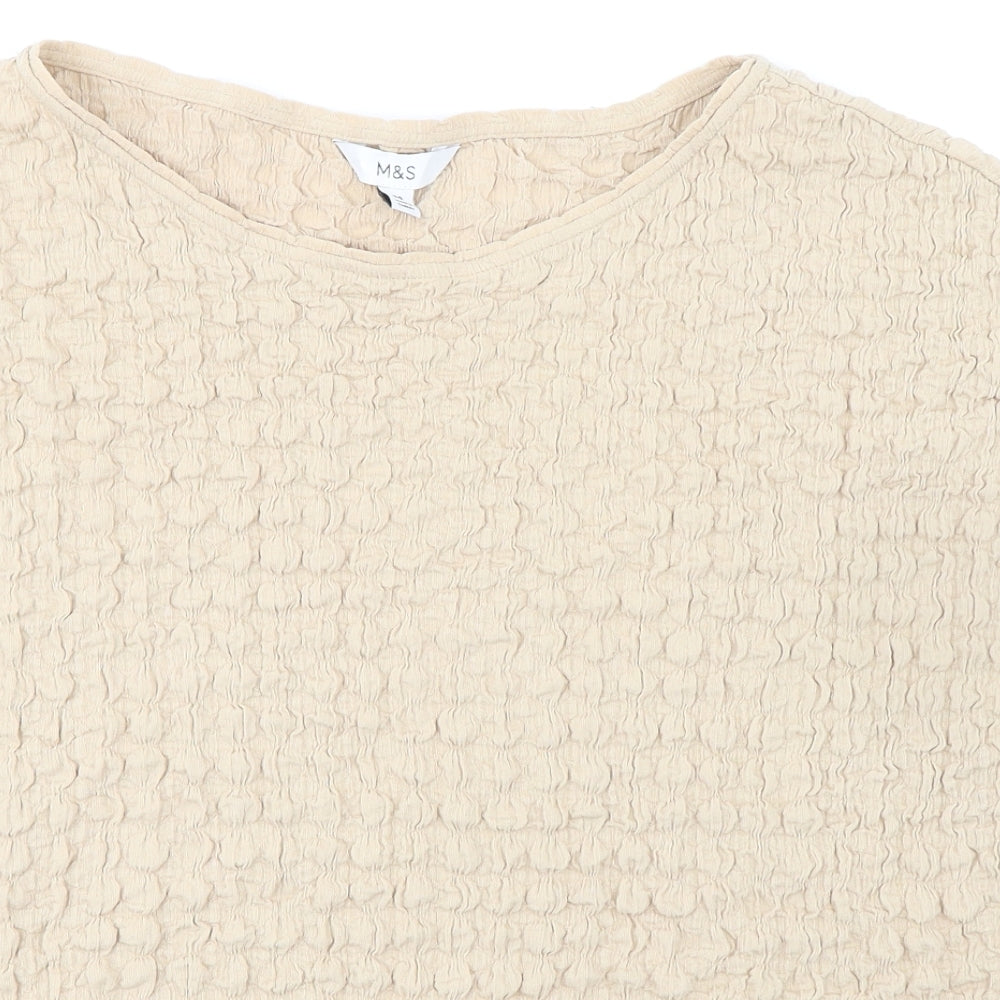 Marks and Spencer Womens Beige Polyester Basic Blouse Size 20 Boat Neck - Textured