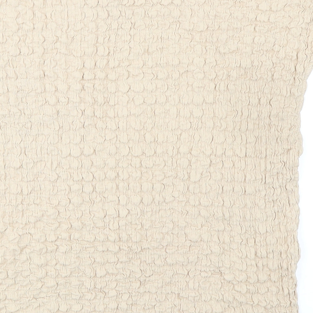 Marks and Spencer Womens Beige Polyester Basic Blouse Size 20 Boat Neck - Textured