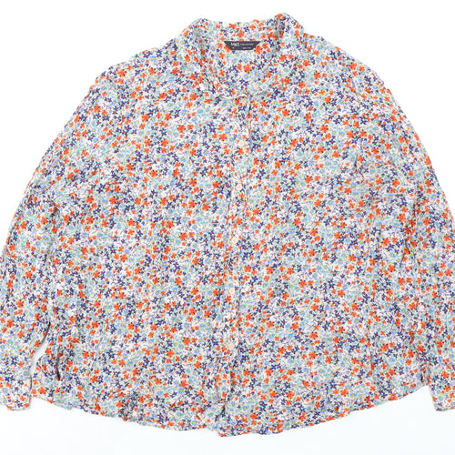 Garfield & Marks Womens Multicoloured Floral Viscose Basic Button-Up Size 14 Collared