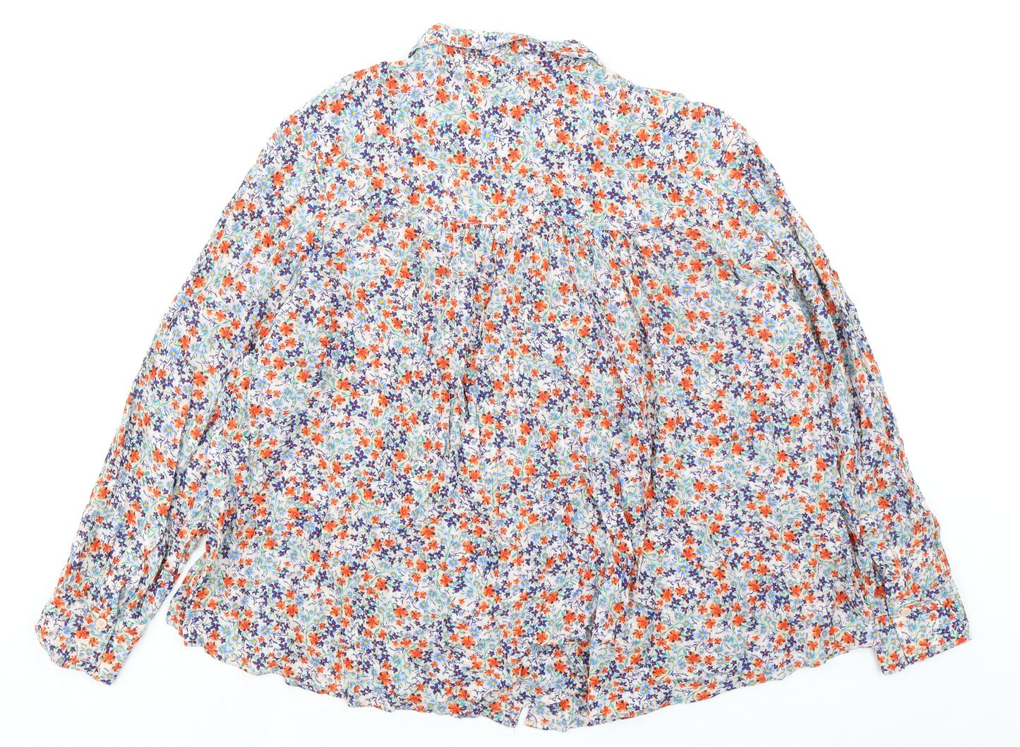 Garfield & Marks Womens Multicoloured Floral Viscose Basic Button-Up Size 14 Collared