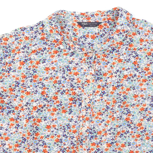 Garfield & Marks Womens Multicoloured Floral Viscose Basic Button-Up Size 14 Collared