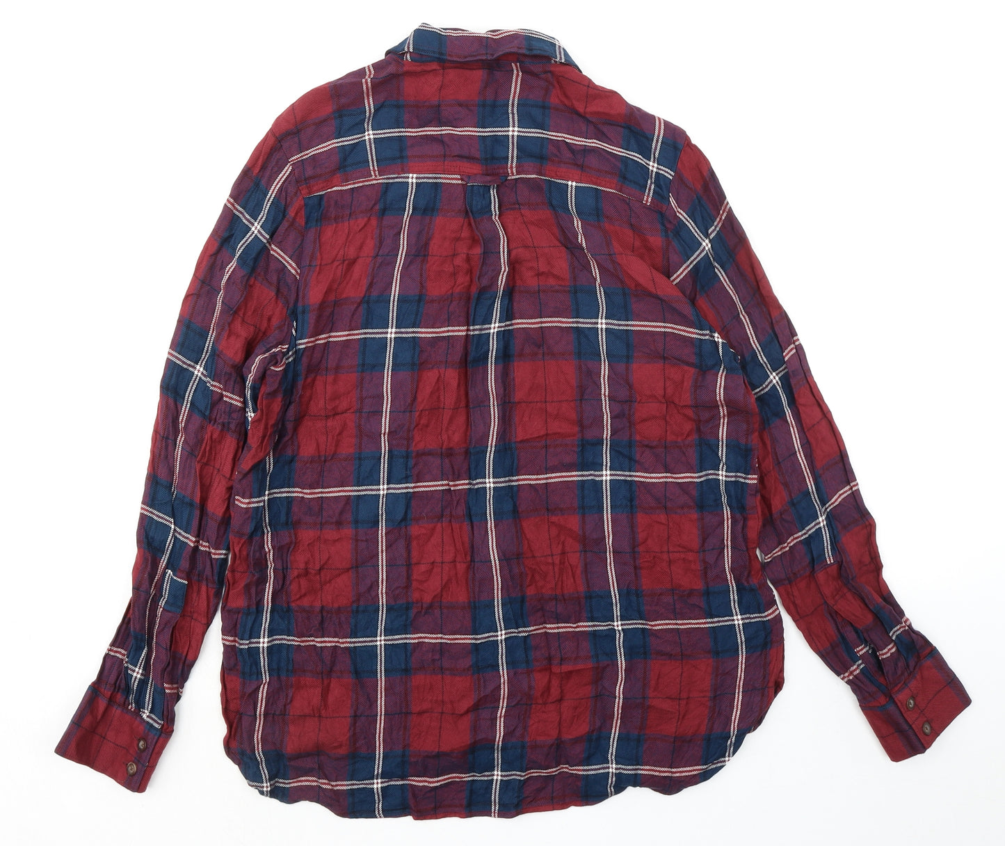Mauvette Womens Red Plaid Viscose Basic Button-Up Size 12 Collared - Pocket