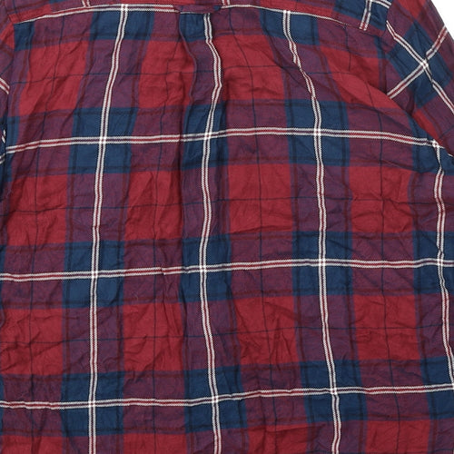 Mauvette Womens Red Plaid Viscose Basic Button-Up Size 12 Collared - Pocket