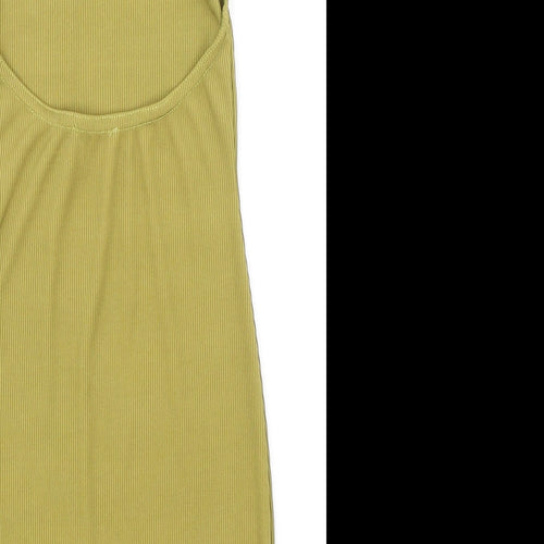 PRETTYLITTLETHING Womens Green Polyester Bodycon Size 8 Halter Button - Ribbed Backless
