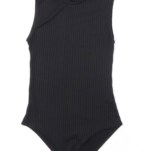 Parisian Collection Womens Black Polyester Bodysuit One-Piece Size 10 Snap - Ribbed