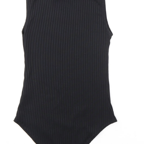 Parisian Collection Womens Black Polyester Bodysuit One-Piece Size 10 Snap - Ribbed