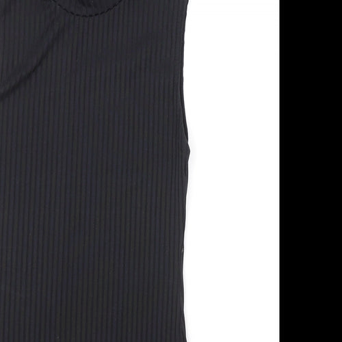 Parisian Collection Womens Black Polyester Bodysuit One-Piece Size 10 Snap - Ribbed