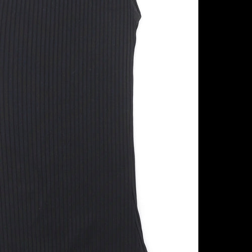 Parisian Collection Womens Black Polyester Bodysuit One-Piece Size 10 Snap - Ribbed