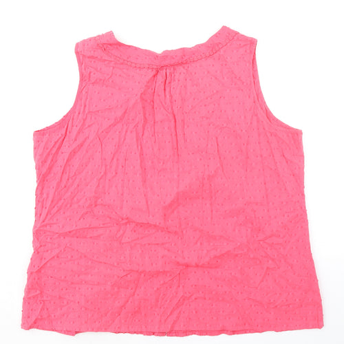Bonmarché Womens Pink 100% Cotton Basic Blouse Size 24 Boat Neck - Textured