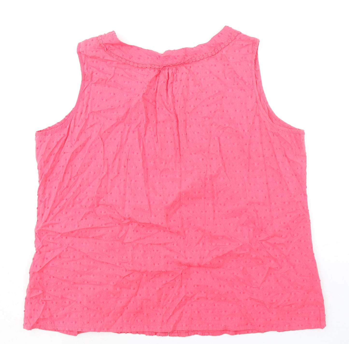 Bonmarché Womens Pink 100% Cotton Basic Blouse Size 24 Boat Neck - Textured