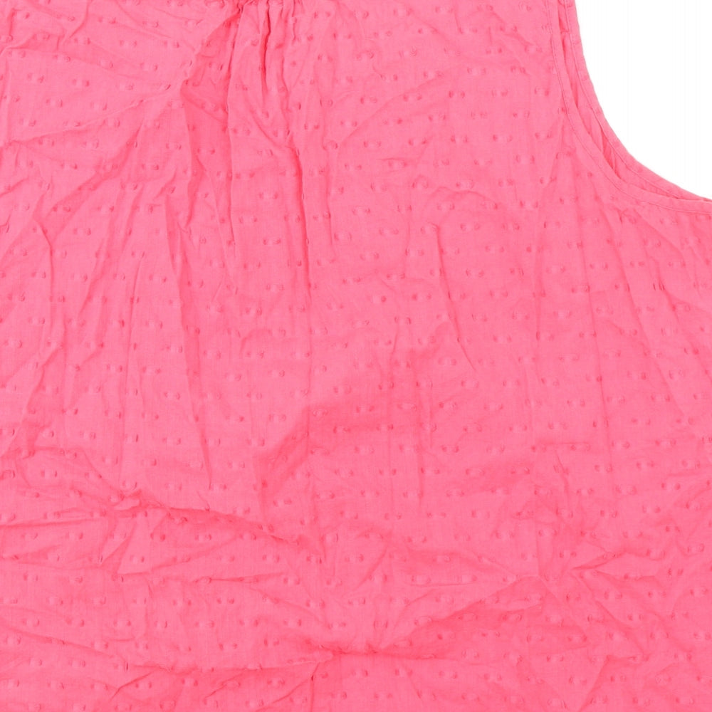 Bonmarché Womens Pink 100% Cotton Basic Blouse Size 24 Boat Neck - Textured