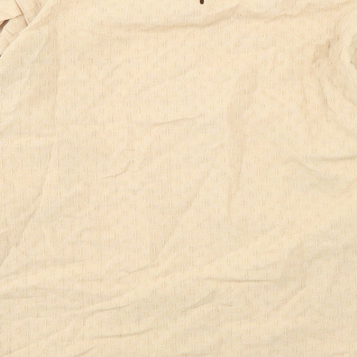 Miss Ronn Womens Beige Cotton Basic Blouse Size 14 Round Neck - Textured