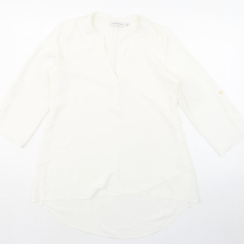 Paraphrase Womens Ivory Polyester Basic Blouse Size 10 V-Neck